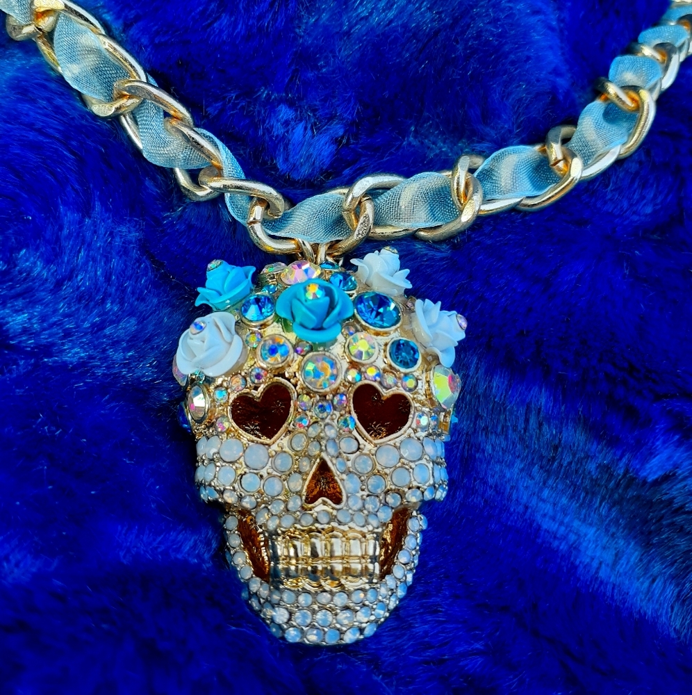 Betsey Johnson Crystal Skull necklace